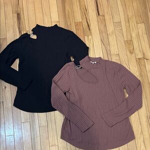 Ribbed Long Sleeve Cutout Tops Bundle